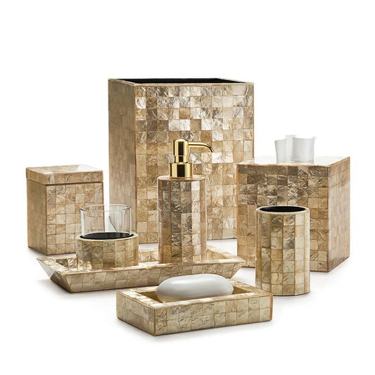KTX-202579 Mother of Pearl Bathroom Accessory Set for Elegant Home Décor
