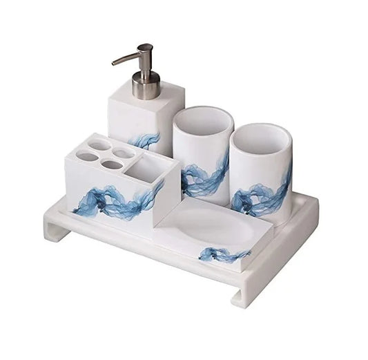 KTX-448915 Resin Bathroom Accessory Set - Elegant Hotel Quality Decor, Made in India
