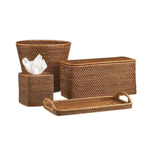 KTX-907667 Rattan Bathroom Accessories Set for Elegant Home Décor