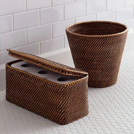 KTX-907667 Rattan Bathroom Accessories Set for Elegant Home Décor