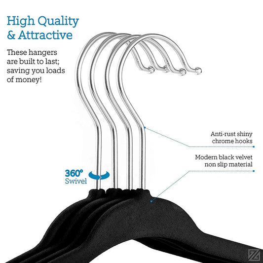 KTX-893331 Velvet Non-Slip Space-Saving Hangers for Clothing and Kitchen Organization