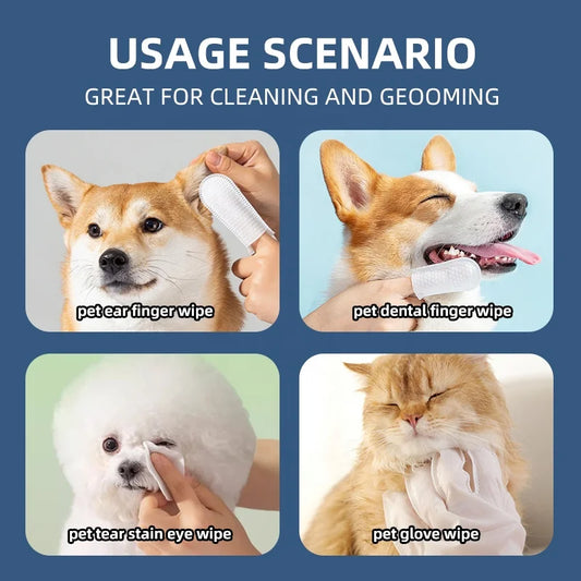 KTX-699795 Pet Care Ear Cleaning Finger Wipes with Custom Pearl Pattern Design for Dogs and Cats