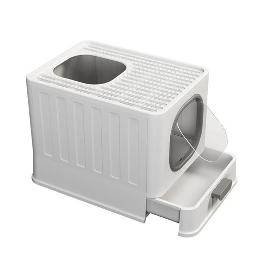 KTX-357459 Odor-Proof Foldable Cat Litter Box with Easy Clean Design and Splash Prevention
