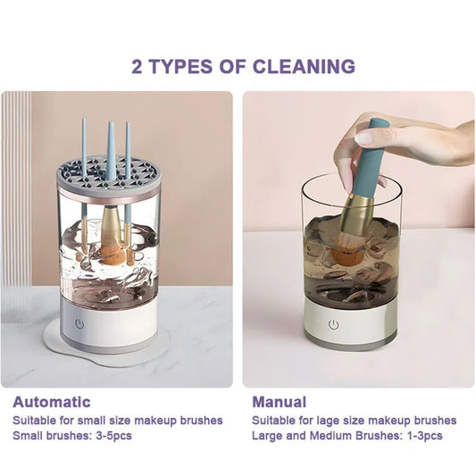 KTX-406995 Portable 2-in-1 Electric Makeup Brush Cleaner for All Sizes - Cosmetic Washing Tool and Holder Set