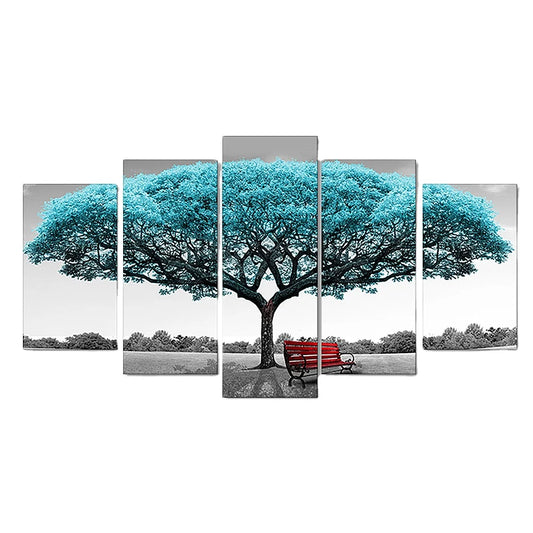 KTX-911123 Modern 5-Piece Canvas Artwork of Trees for Contemporary Home Decor