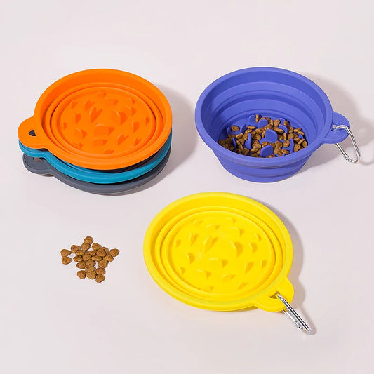 KTX-717907 Foldable Anti-Choking Silicone Pet Feeding Bowl for Dogs and Cats - Travel-Friendly Slow Feeder