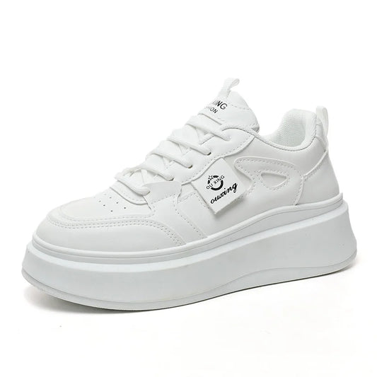 KTX-507667 SH709 New Casual Women's Shoes Autumn Solid Color Elevated Thick Sole Shoes Versatile Leather Durable Running Shoes