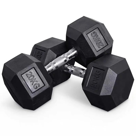 KTX-780499 Rubber Coated Hex Dumbbells for Professional Gym Use