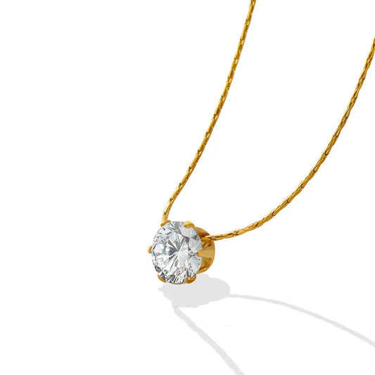 KTX-100947 Romantic Stainless Steel Gold Plated Tiny Zircon Pendant Necklaces