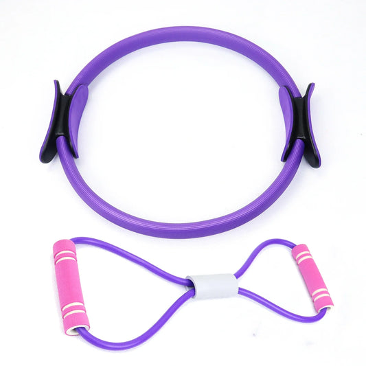 KTX-239251 8 Shape Resistance Band Set with Pilates Ring for Yoga and Fitness Training