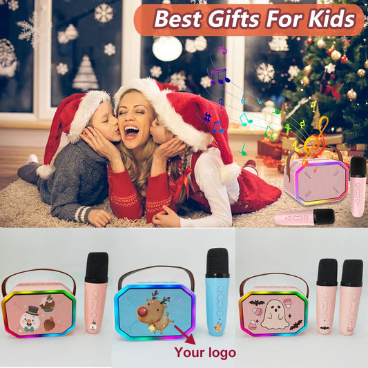 KTX-136467 Portable Mini Speaker with Wireless Dual Microphone for Karaoke and Audio Playback