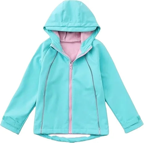 KTX-899731 Customizable Color Softshell Jacket for Girls Preppy Style with O-Neck for Winter Button Decoration