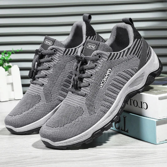 KTX-033107 B-8866 Men's Sneakers Running Shoes Knitted Upper Shock-absorbing Non-slip Light Breathable Walking Casual Shoes