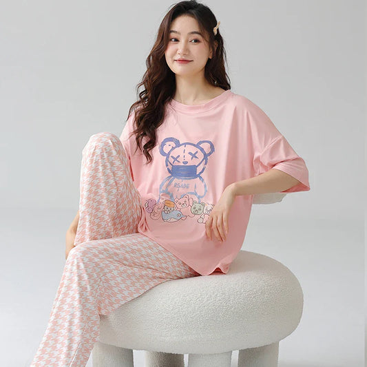 KTX-804883 2024 New Design Women'S Pajamas Are Comfortable and Two Sets of Pajamas Ladies Sweet Cute Cartoon Home Wear