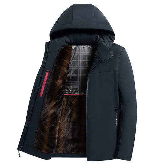 KTX-079379 Customized Men's Parka Winter Thickened Padded Men's Cotton Jacket Tops Large Size Warm Fashion Black Jacket