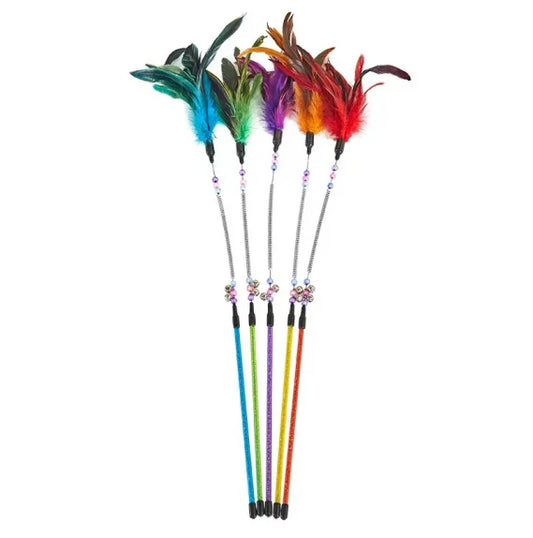 KTX-555219 Interactive 64CM Cat Wand with Premium Spring and Feather Tease, Perfect for Engaging Playtime