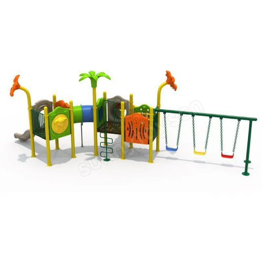 KTX-282643 Children's Wooden Outdoor Climber Slide and Sensory Playset for Ages 9 Months to 6 Years