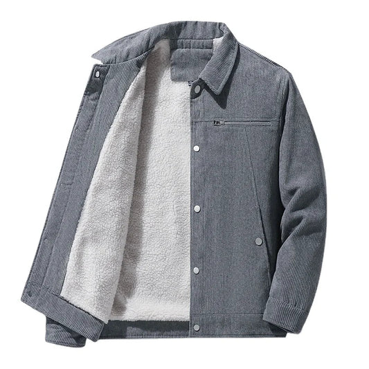 KTX-144915 Men's Winter Heated Jacket New Cotton Long Coat with Thick Lamb Wool Embroidery Decor Reversible Men's Jackets