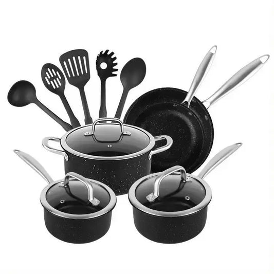 KTX-917011 13-Piece Non-Stick Stainless Steel Kitchenware Set with Stockpot and Frying Pan