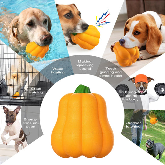 KTX-635411 Indestructible Pumpkin Shaped Rubber Dog Chew Toy for Aggressive Chewers