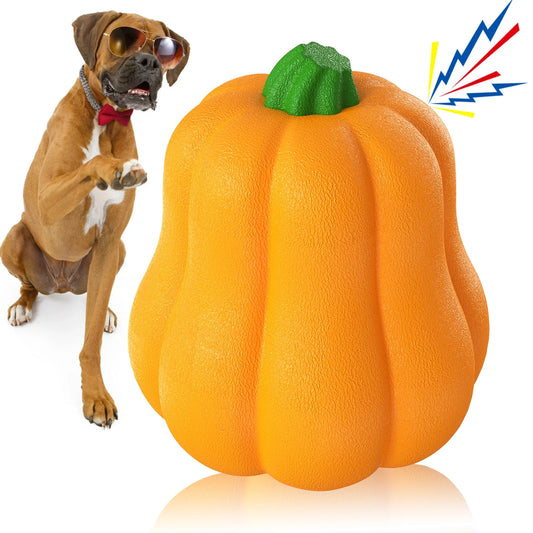 KTX-635411 Indestructible Pumpkin Shaped Rubber Dog Chew Toy for Aggressive Chewers