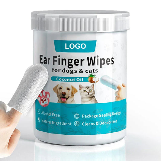 KTX-699795 Pet Care Ear Cleaning Finger Wipes with Custom Pearl Pattern Design for Dogs and Cats