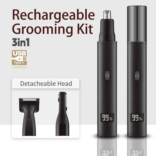 KTX-012627 Rechargeable 3-in-1 Hair Razor, Beard Shaver, and Nose Trimmer for Men