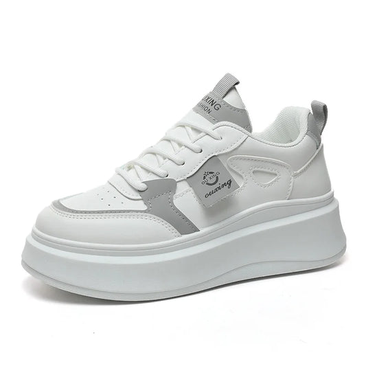 KTX-507667 SH709 New Casual Women's Shoes Autumn Solid Color Elevated Thick Sole Shoes Versatile Leather Durable Running Shoes