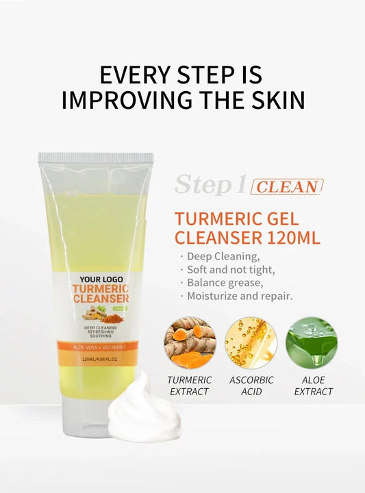 KTX-882707 Organic Turmeric Facial Gel Cleanser - Pore Cleansing, Exfoliating & Moisturizing Face Wash 100ml