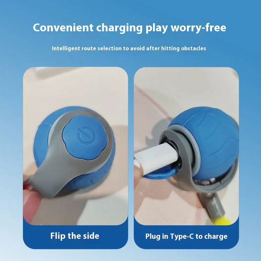 KTX-784595 Interactive Electric Cat Toy Ball with Plush Tail - Smart Charging Pet Toy for Indoor Cats