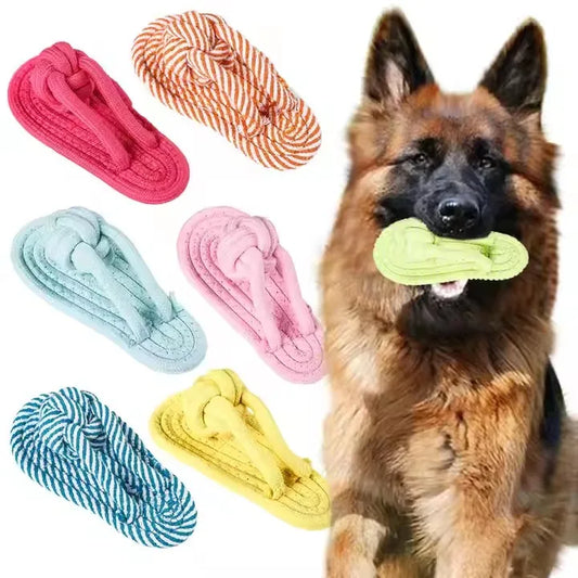 KTX-913363 Interactive Woven Cotton Rope Dog Chew Toy for Dental Care and Play
