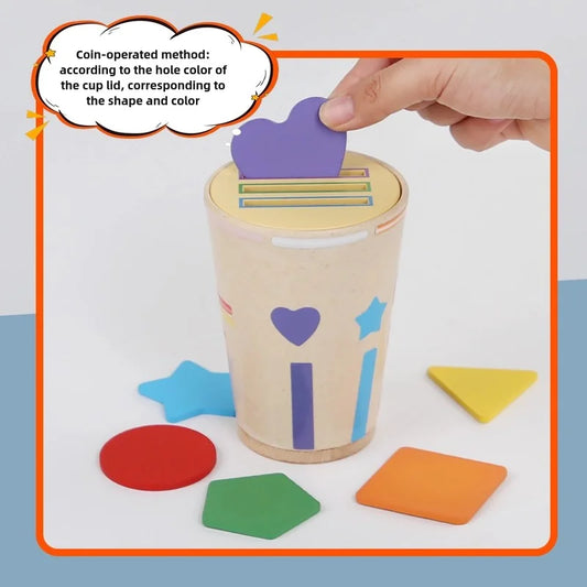 KTX-360531 Montessori Wooden Shape Sorting Educational Toy for Children - Geometric Colour Classification Game