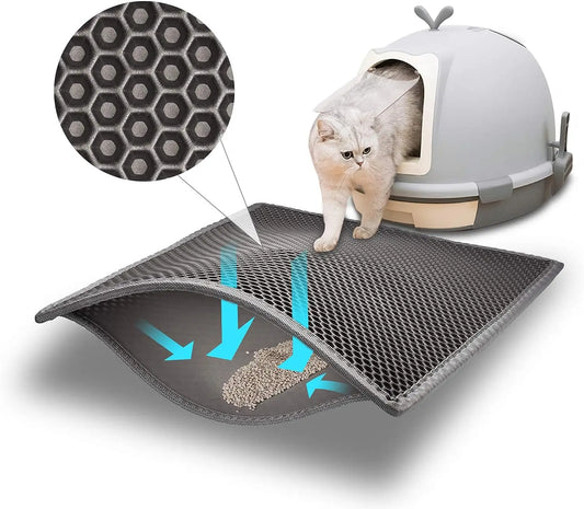 KTX-848979 Eco-Friendly Double Layer Waterproof Cat Litter Mat with Detachable EVA Design