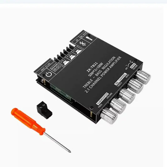 KTX-713939 ZK-TB21 2.1 Channel Power Amplifier with NE5532 and TPA3116D2 Technology, Supports 2x50W + 100W Subwoofer, DC 12-24V