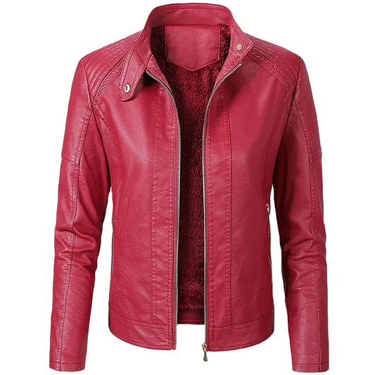 KTX-209299 Hot Selling Sporty Women's PU Leather Jacket with Long Sleeves Customizable Motorcycle Suit for Outfit Clothing