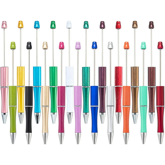 KTX-514003 Personalised Plastic Beaded Ballpoint Pens with Black Ink for Stationery and Office Use