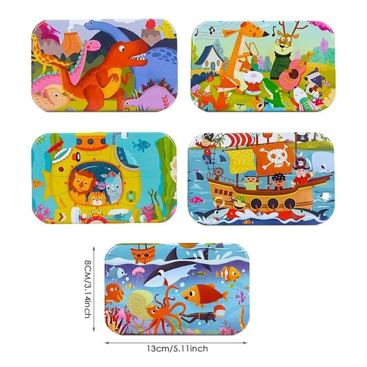 KTX-303059 60-Piece Wooden Jigsaw Puzzle Set Featuring Animal Cartoon Characters for Early Education