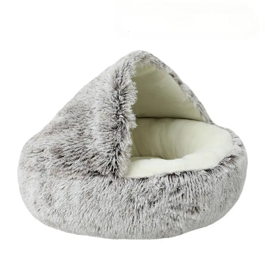KTX-686291 Cozy Soft Round Pet Sleeping Nest for Indoor Cats and Kittens - Winter Warm Bed with Non-Slip Base