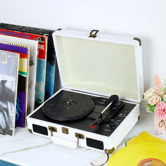 KTX-677715 Bluetooth Suitcase Record Player with 3 Speed Options and Integrated Speakers