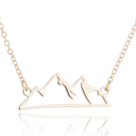 KTX-002643 Fashion 18k Gold Plated Chain Statement Necklace Waterproof Stainless Steel Hill Mountain Pendant Necklace for Women Gift