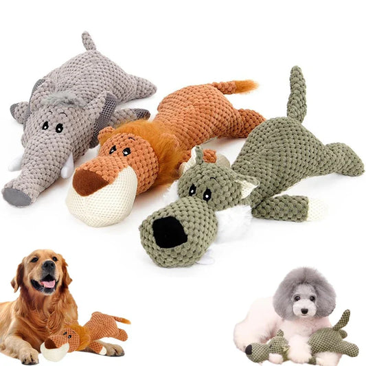 KTX-061395 Indestructible Plush Dog Toy for Aggressive Chewers - Squeaky Stuffed Animal for Small to Medium Dogs