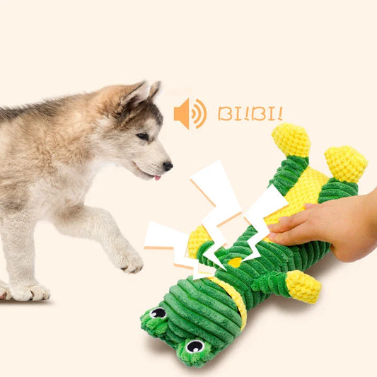 KTX-323539 Durable Plush Dog Chew Toy with Squeaker for Active Play