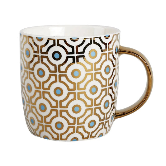 KTX-302035 Light Luxury Ceramic Coffee Mug with Customisable Gold-Plated Handle