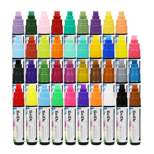 KTX-207891 10mm Flat Tip Neon Dry Erase Liquid Chalk Marker - Water-Based, 8 Colours, Reusable, Safe for Skin