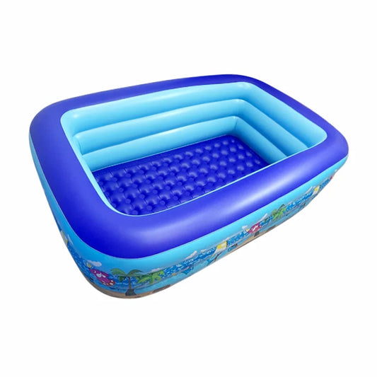 KTX-684499 Inflatable Ocean Pattern Family Pool with Bubble Bottom for Outdoor Use