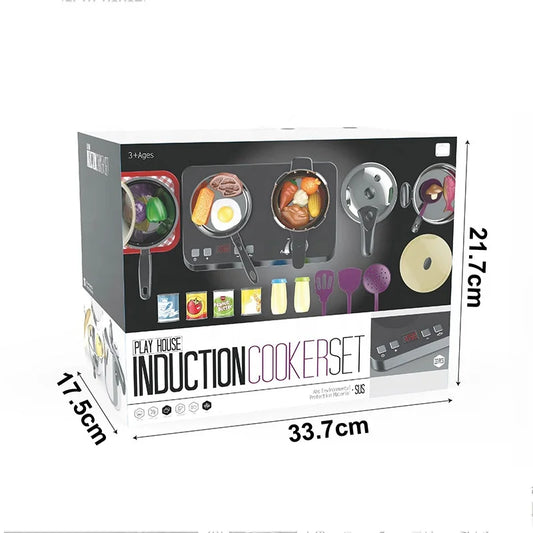 KTX-736019 Miniature Kitchen Cooking Set for Kids Age 5-7 - Stainless Steel Pretend Play Food Toys