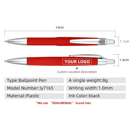 KTX-355923 Custom Plastic Ballpoint Pen with Logo Print - 1.0mm Black Ink, Lightweight Design