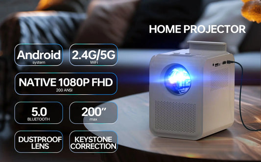 KTX-646611 Portable 4K Projector with Built-in Battery for Home, Office, and Outdoor Use, 3D & HD Compatible