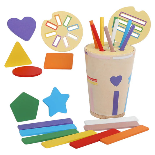 KTX-360531 Montessori Wooden Shape Sorting Educational Toy for Children - Geometric Colour Classification Game