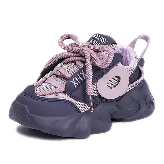 KTX-115603 New Girls Casual Chunky Sports Shoes Children's Thick-Soled Running Sneakers for Spring Students Soft Dad Shoes